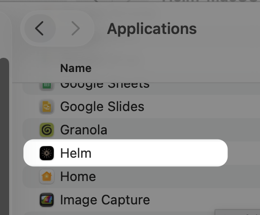 Step 3: Open Helm in your Applications folder